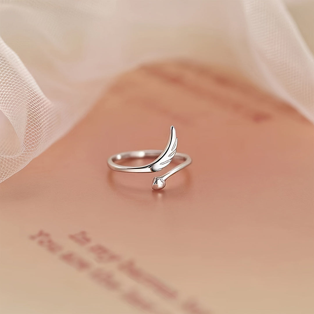 Simple Heart & Wing Open Ring