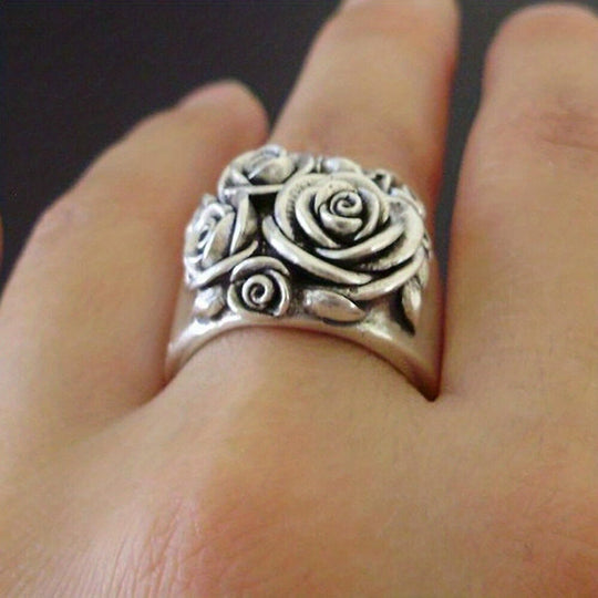 Retro Modern Rose Flower Ring