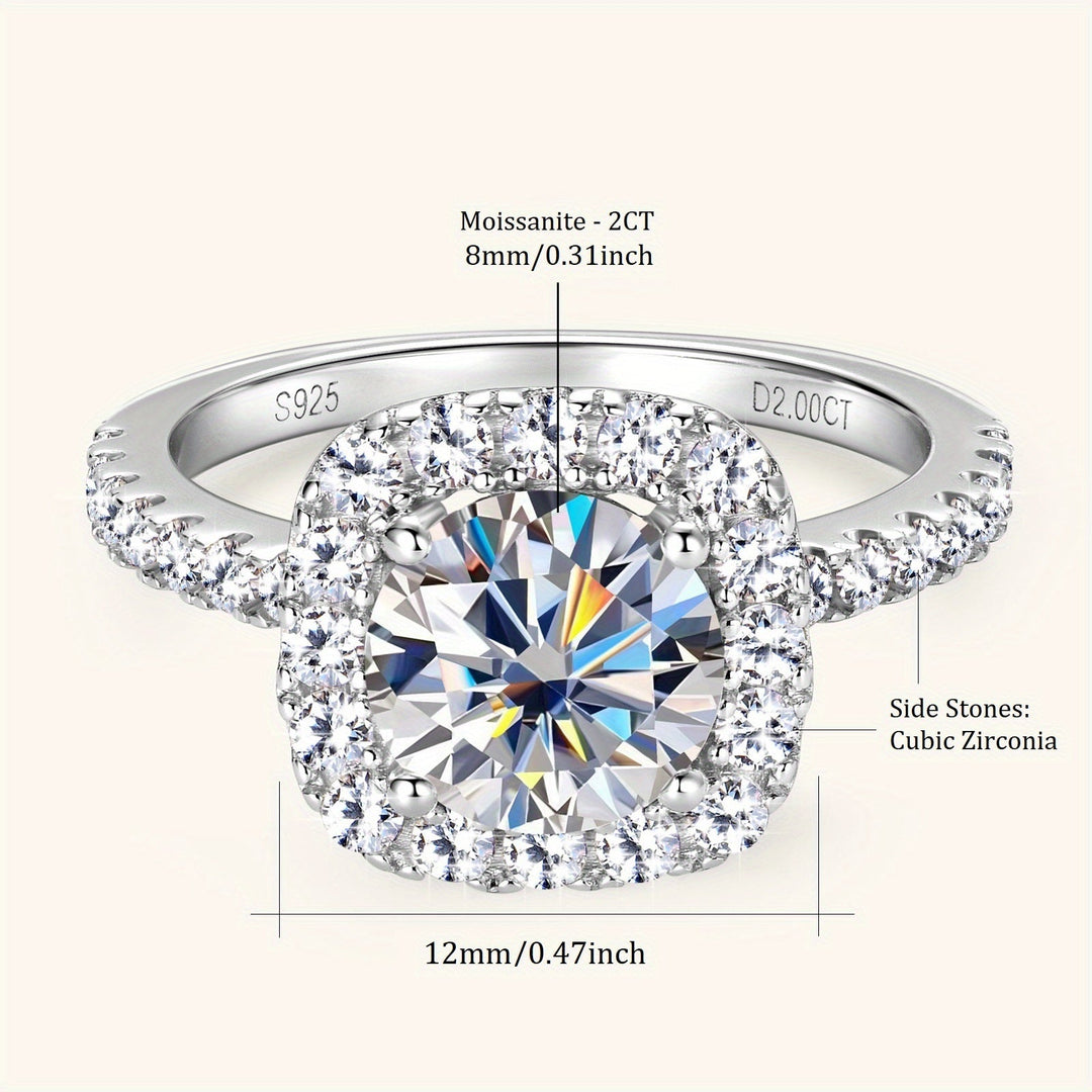 Silver Moissanite Engagement Ring