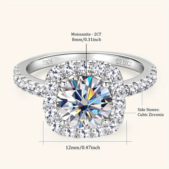 Silver Moissanite Engagement Ring