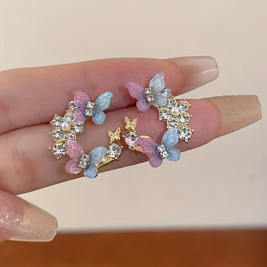 Fashionable Butterfly Rhinestones Earrings