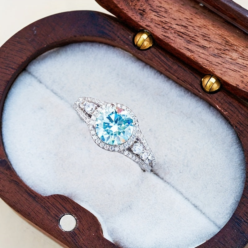 Elegant Blue Moissanite Ring