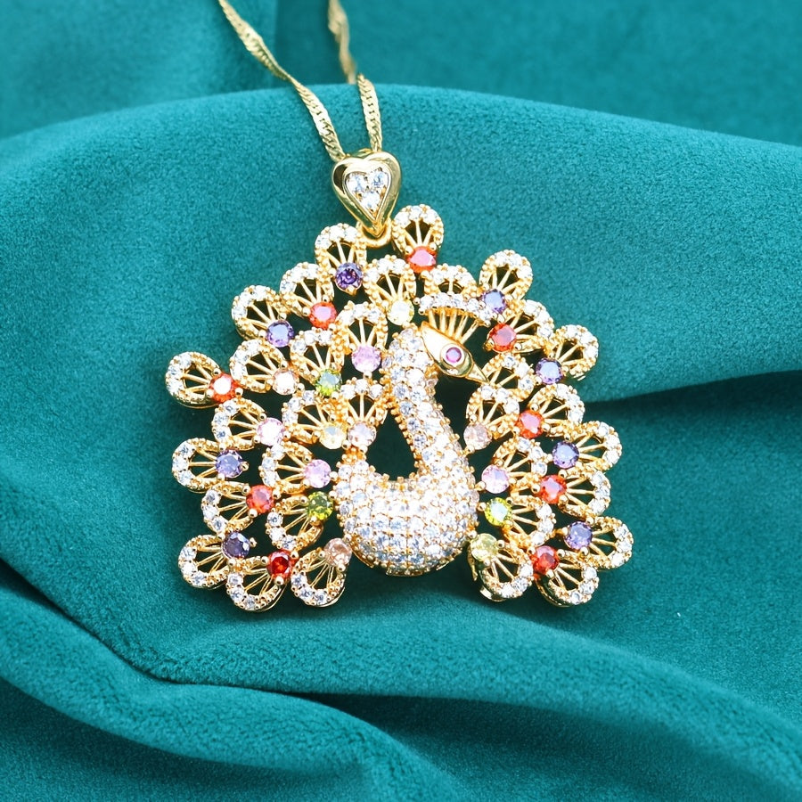 Modern Peacock-Inspired PeaRooster Pendant Necklace