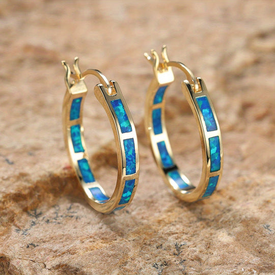 Timeless Boho Opal Hoop Earrings