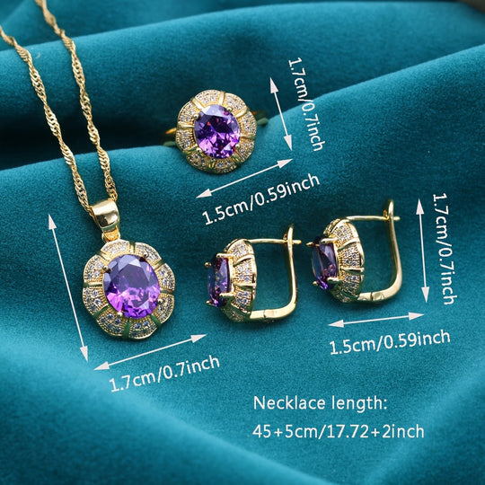 Elegant Elegant Multi-Color Cubic Zirconia Jewelry Set
