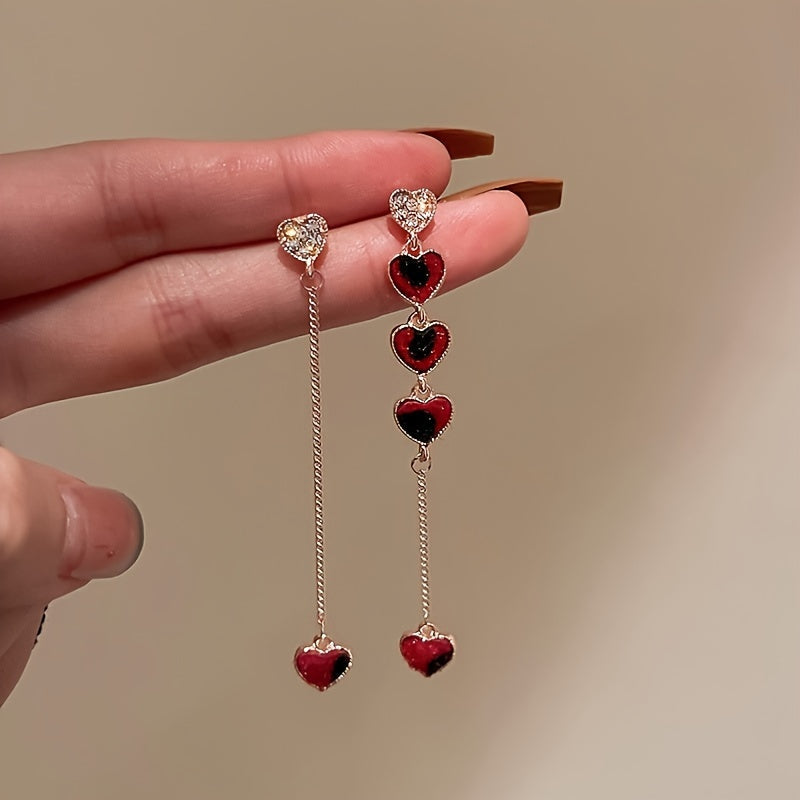 Trendy Inspired Asymmetrical Heart Chain Earrings