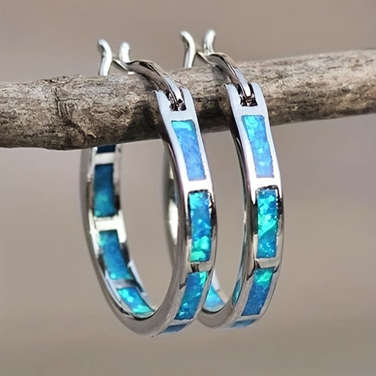 Timeless Boho Opal Hoop Earrings