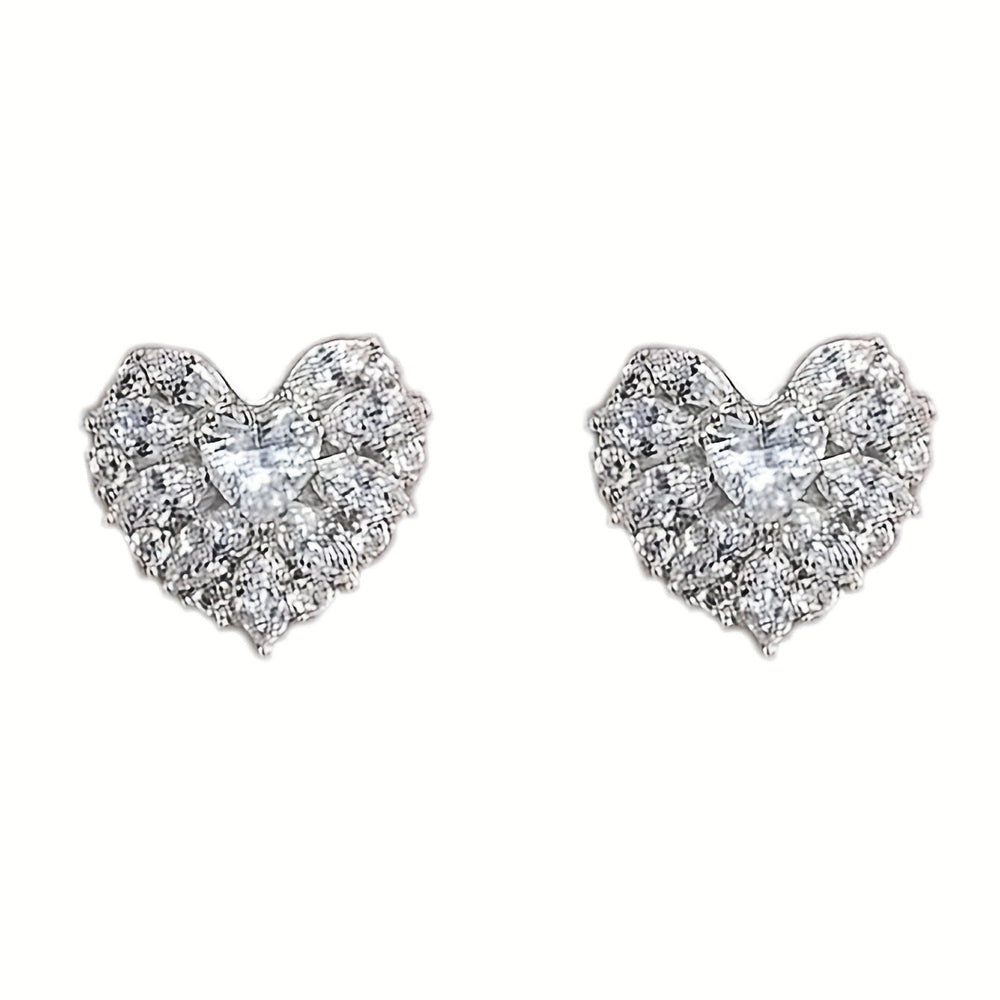 Elegant Heart-Shaped Glass Inlay Earrings