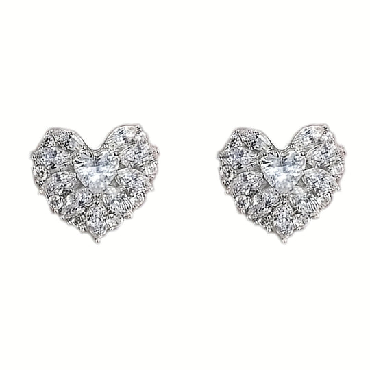 Elegant Heart-Shaped Glass Inlay Earrings