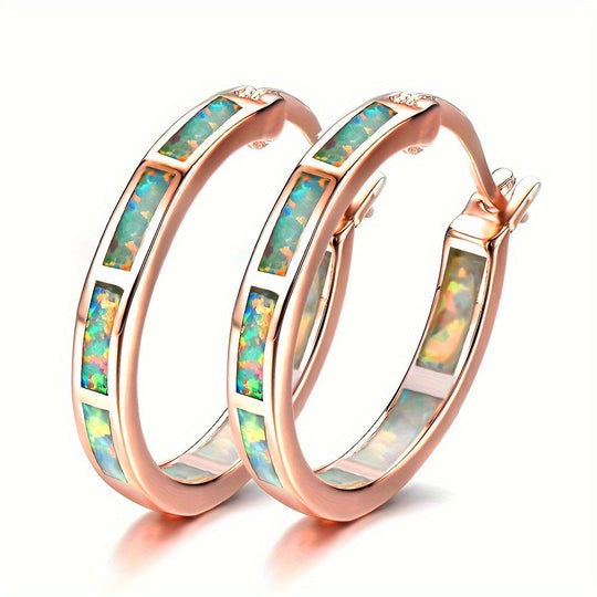 Timeless Boho Opal Hoop Earrings