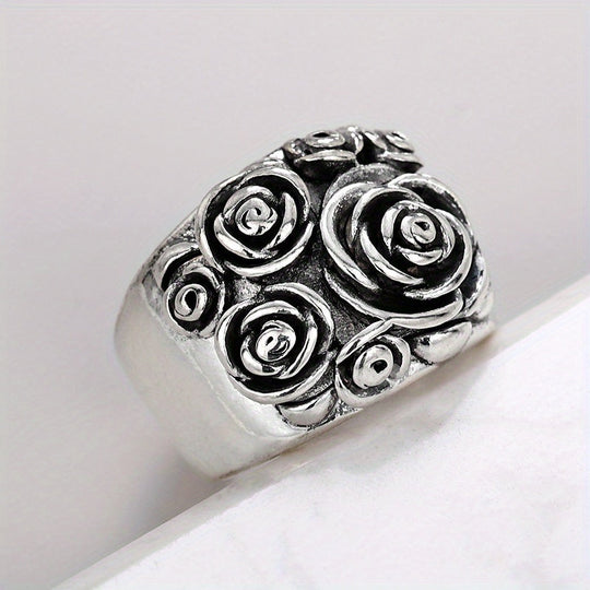 Retro Modern Rose Flower Ring