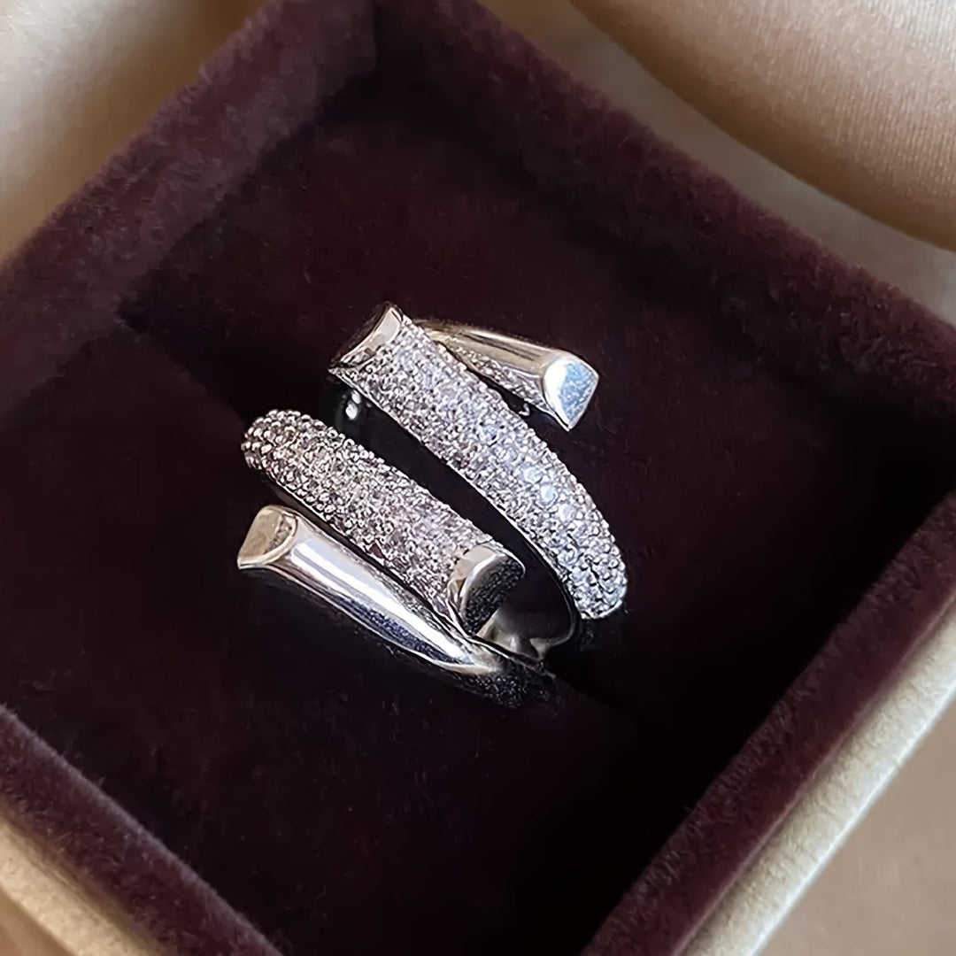 Unique Inlaid  Zirconia Open Ring