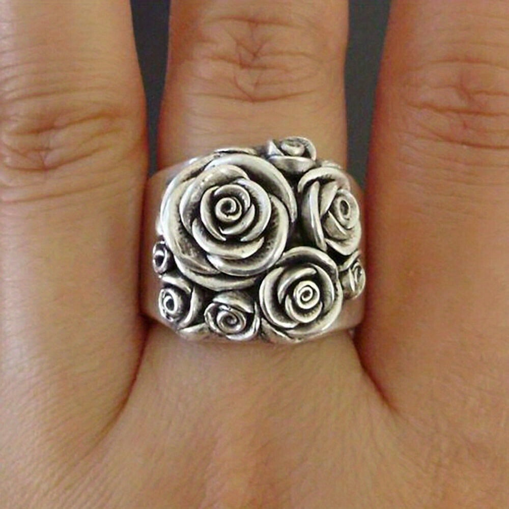 Retro Modern Rose Flower Ring