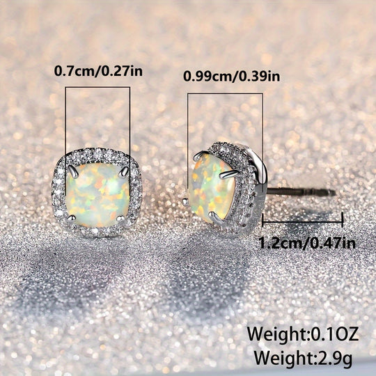 Elegant Women's White Opal Charm Earrings