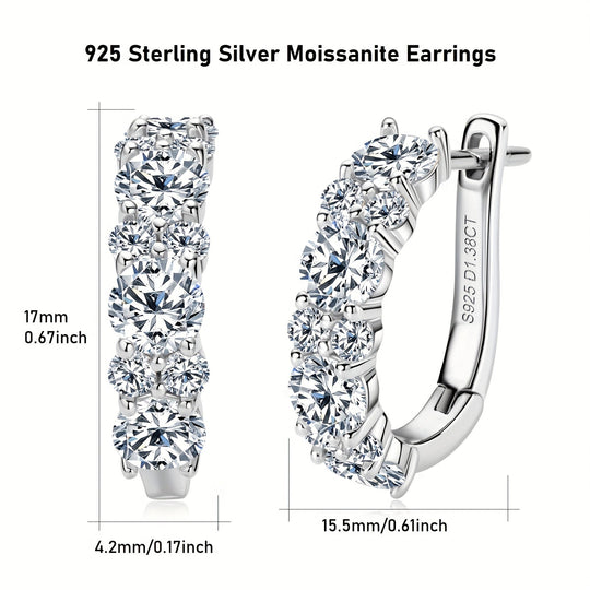 Round Moissanite Silver Earrings