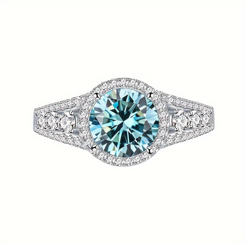 Elegant Blue Moissanite Ring