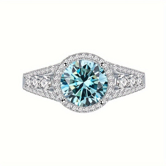 Elegant Blue Moissanite Ring