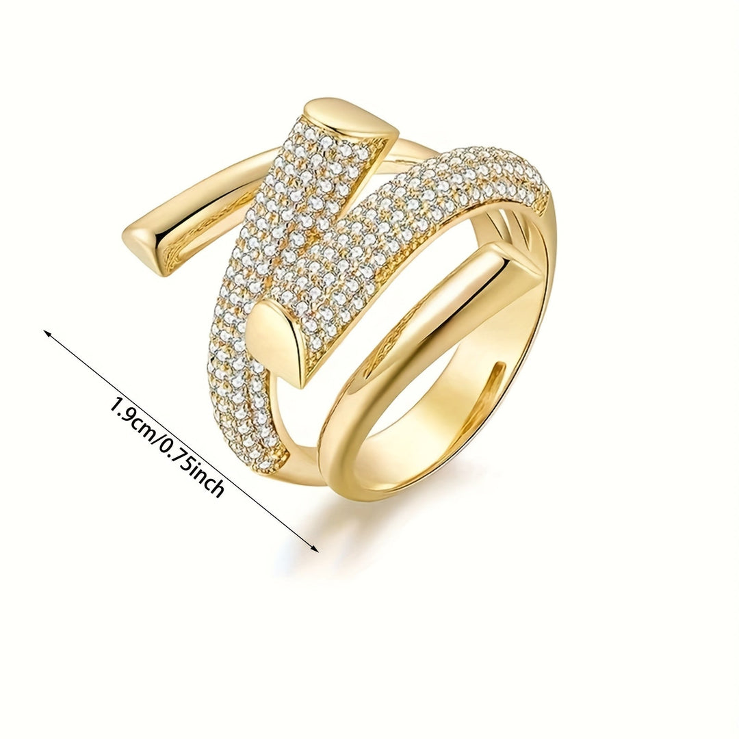 Unique Inlaid  Zirconia Open Ring