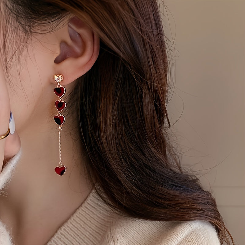 Trendy Inspired Asymmetrical Heart Chain Earrings