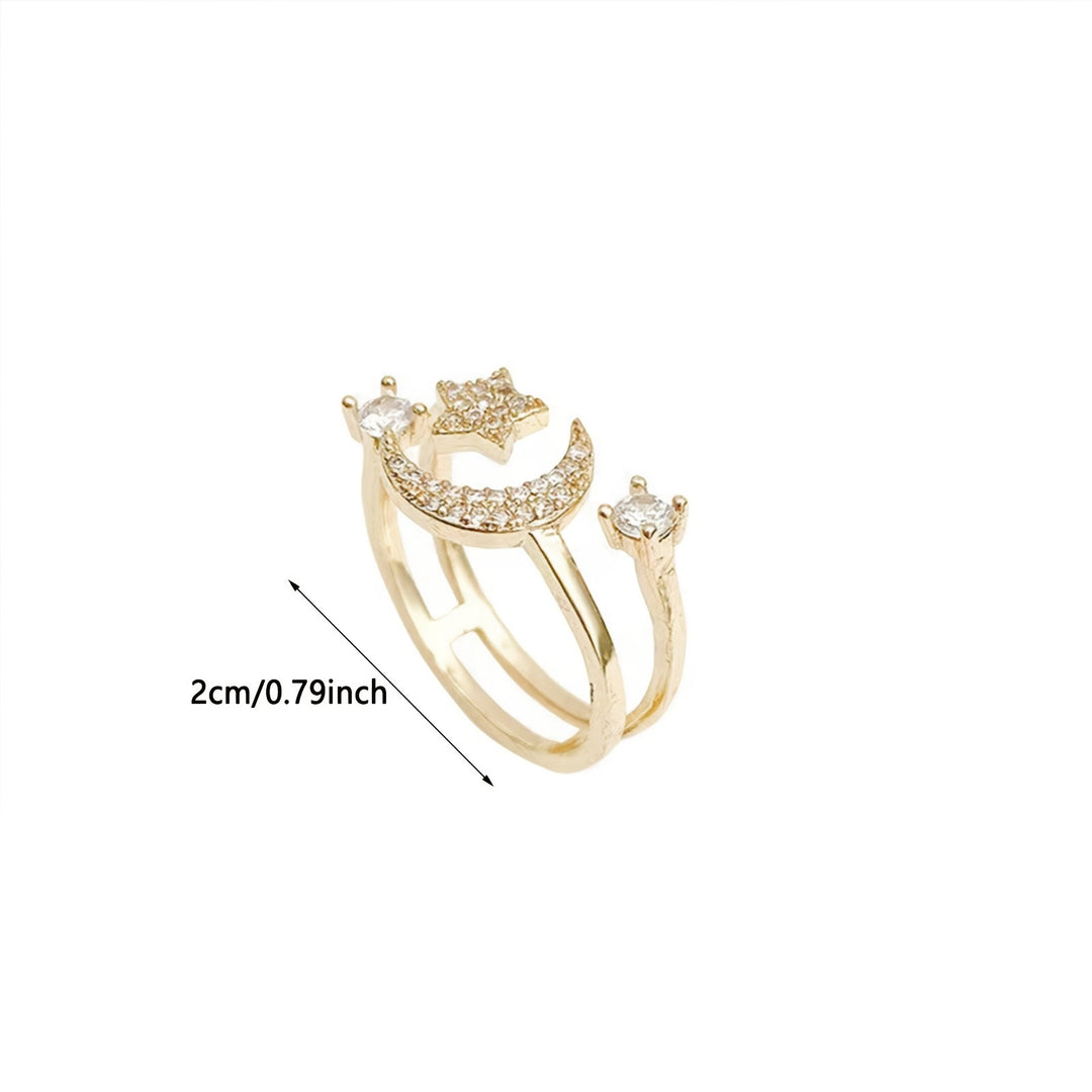 Adjustable Star & Crescent Open Ring