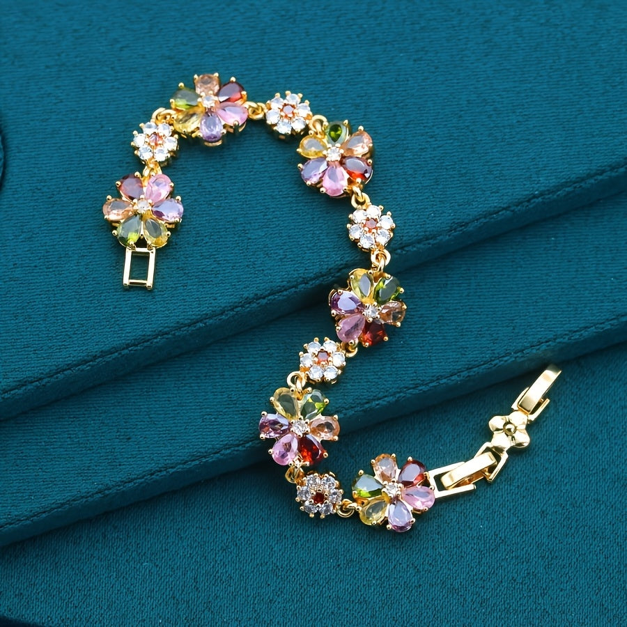 Elegant Classic-Inspired Colorful Zirconia Bracelet