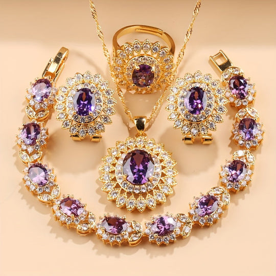 Sunflower Elegance 5pcs Wedding Jewelry Set