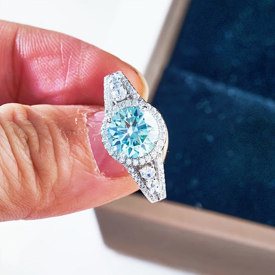 Elegant Blue Moissanite Ring