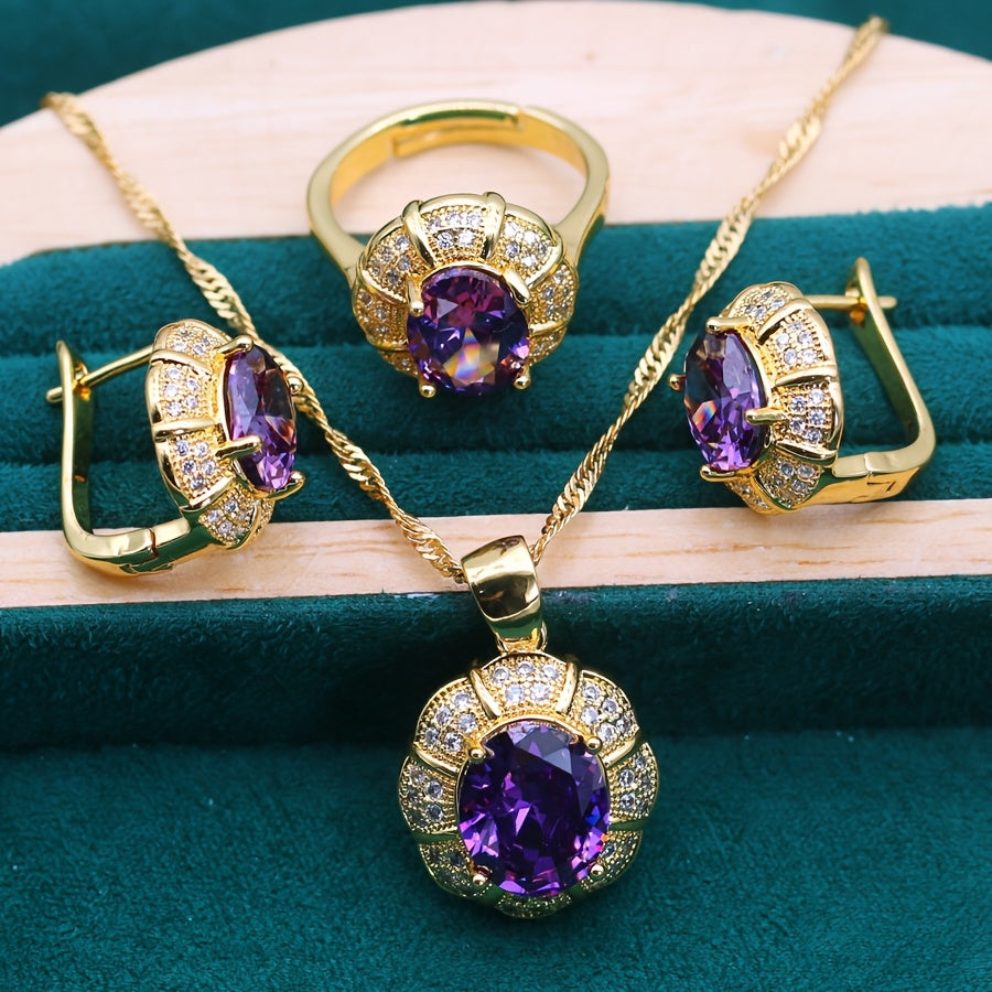 Elegant Elegant Multi-Color Cubic Zirconia Jewelry Set