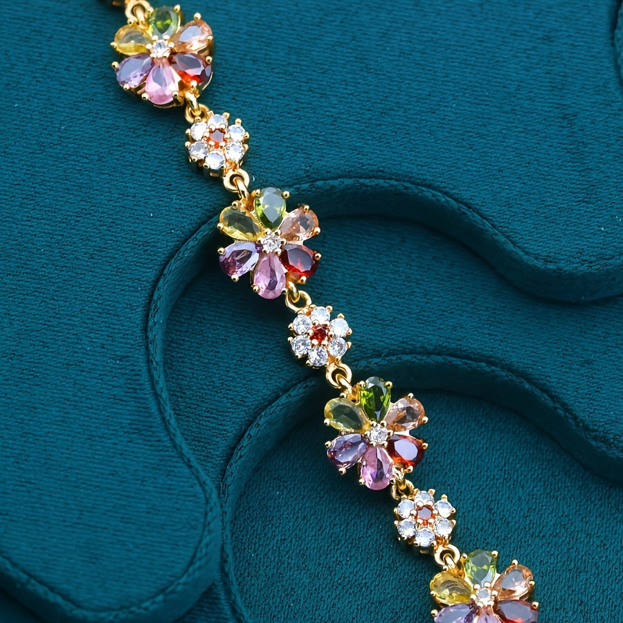 Elegant Classic-Inspired Colorful Zirconia Bracelet