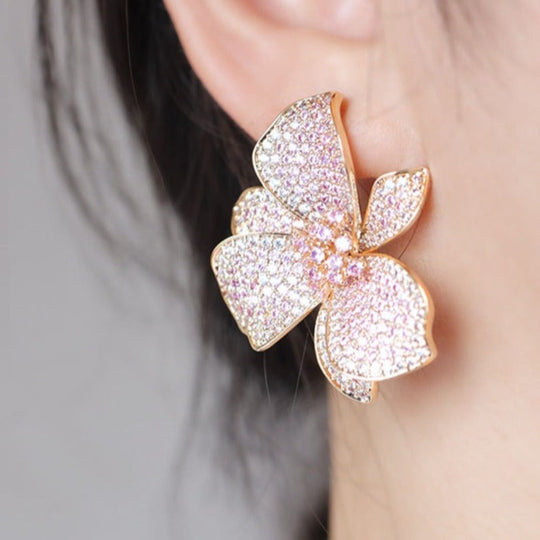 Timeless Big Floral Zirconia Stud Earrings
