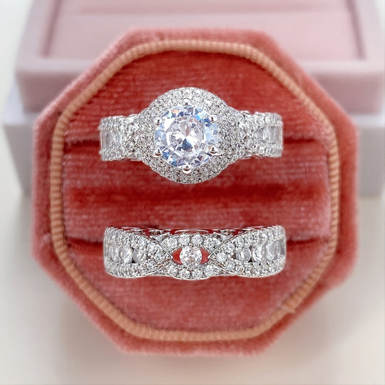 Luxurious Micro Pave Zirconia Ring Set