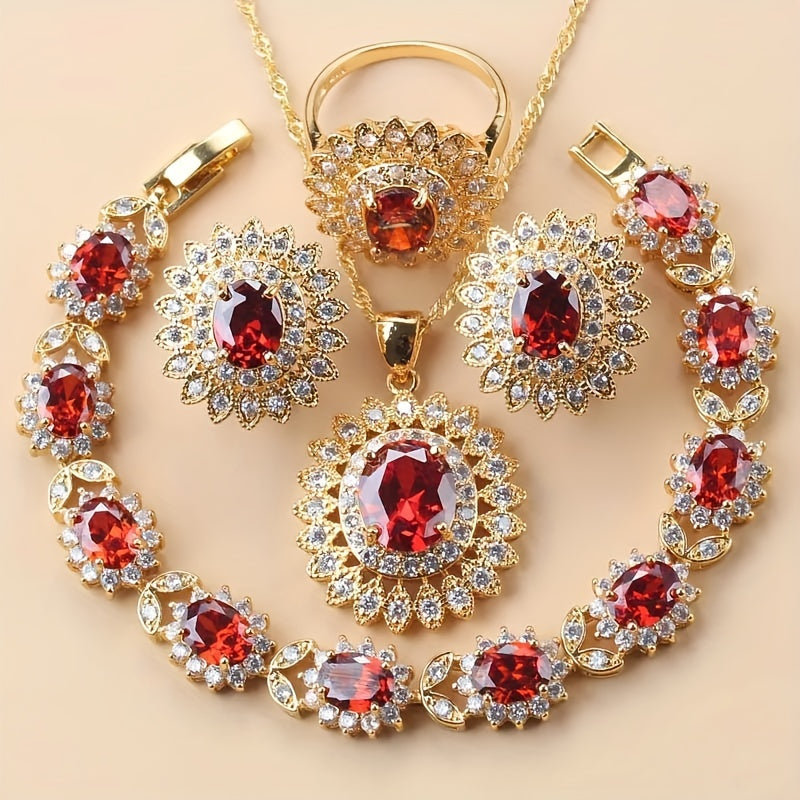 Sunflower Elegance 5pcs Wedding Jewelry Set