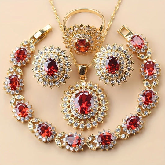 Sunflower Elegance 5pcs Wedding Jewelry Set