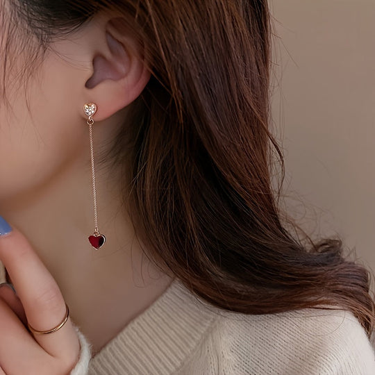Trendy Inspired Asymmetrical Heart Chain Earrings