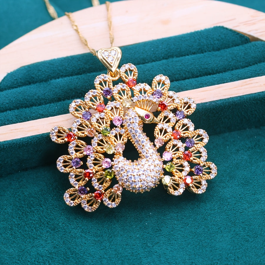 Modern Peacock-Inspired PeaRooster Pendant Necklace