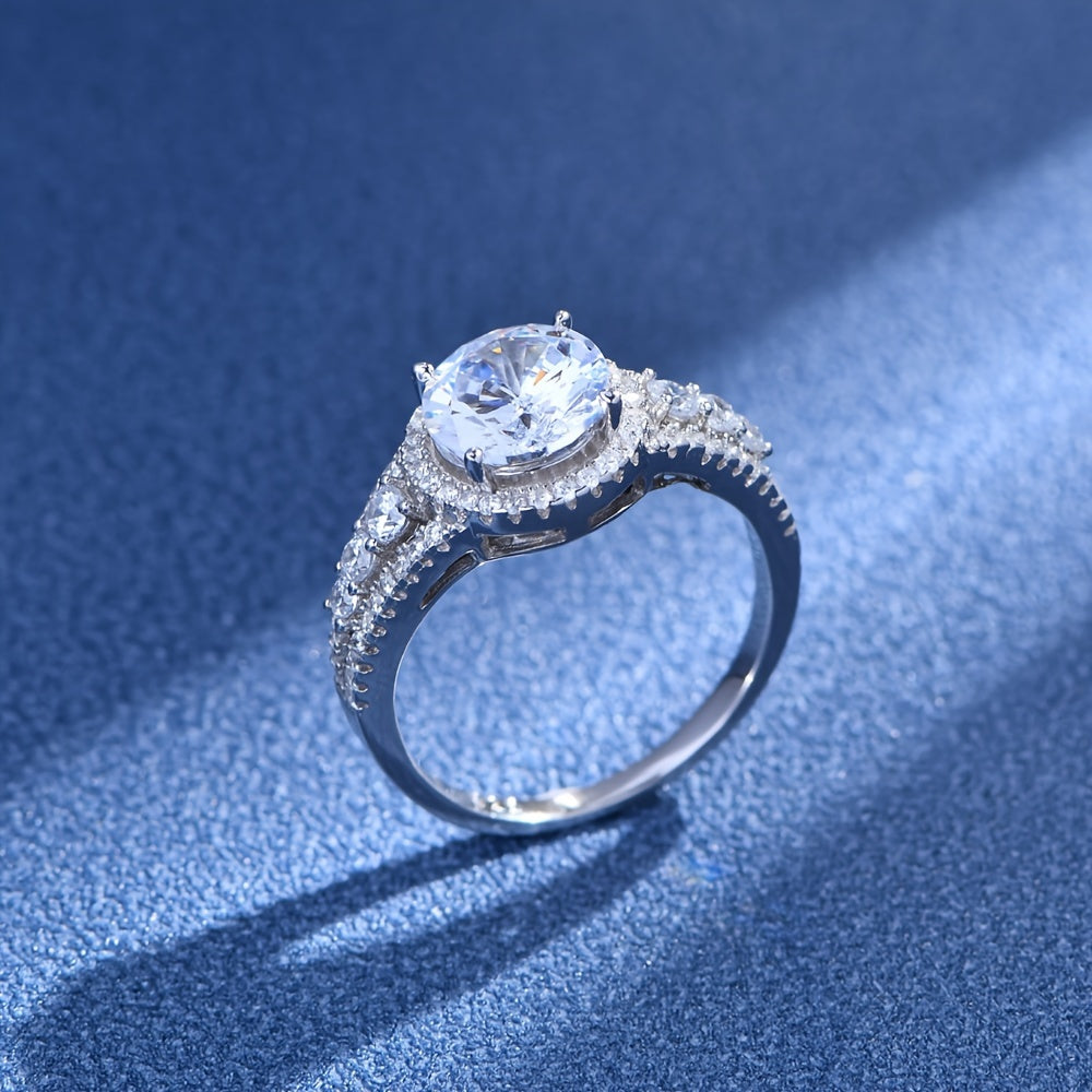 Elegant Blue Moissanite Ring
