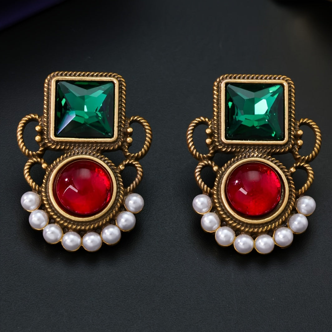 Modern-Inspired Colorful Rhinestone Earrings
