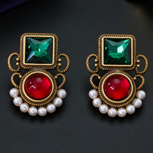 Modern-Inspired Colorful Rhinestone Earrings