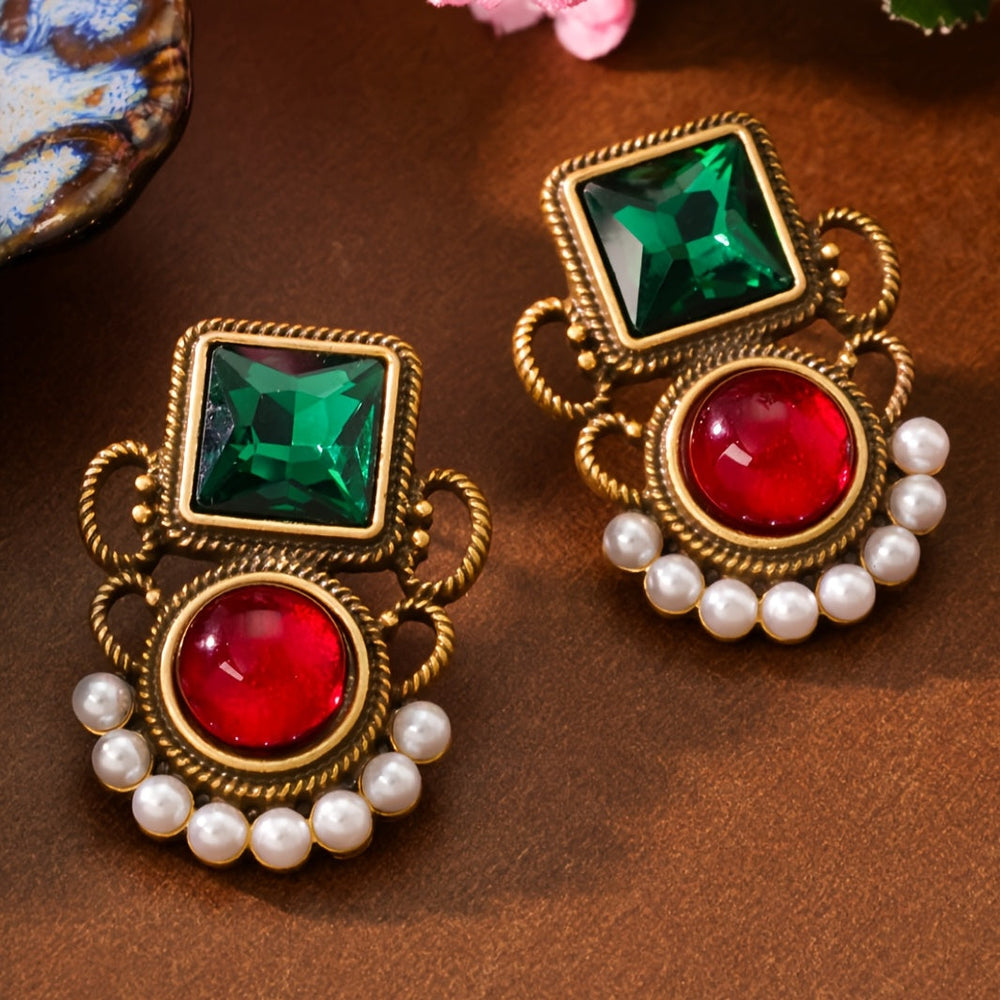 Modern-Inspired Colorful Rhinestone Earrings