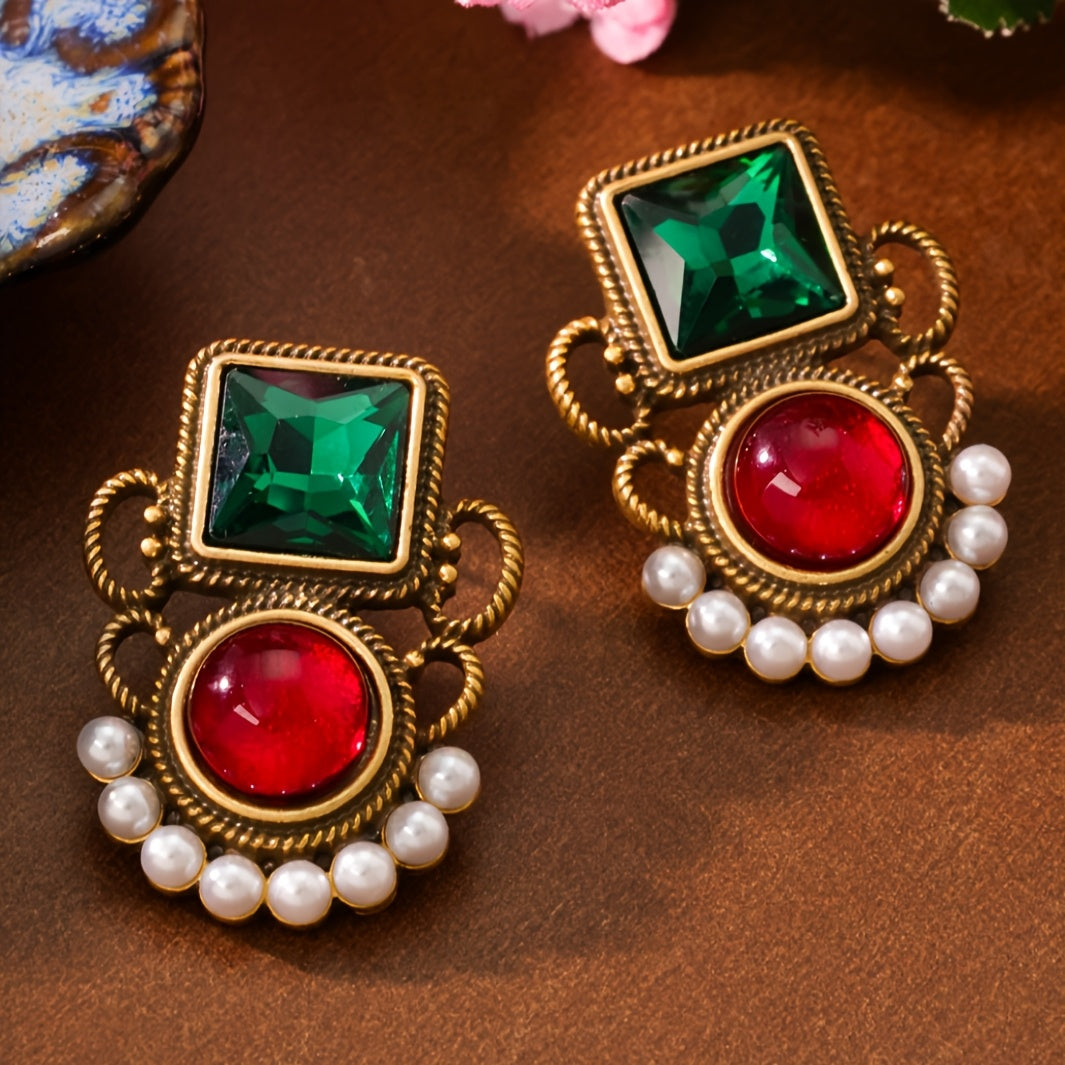 Modern-Inspired Colorful Rhinestone Earrings