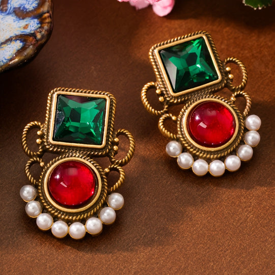 Modern-Inspired Colorful Rhinestone Earrings