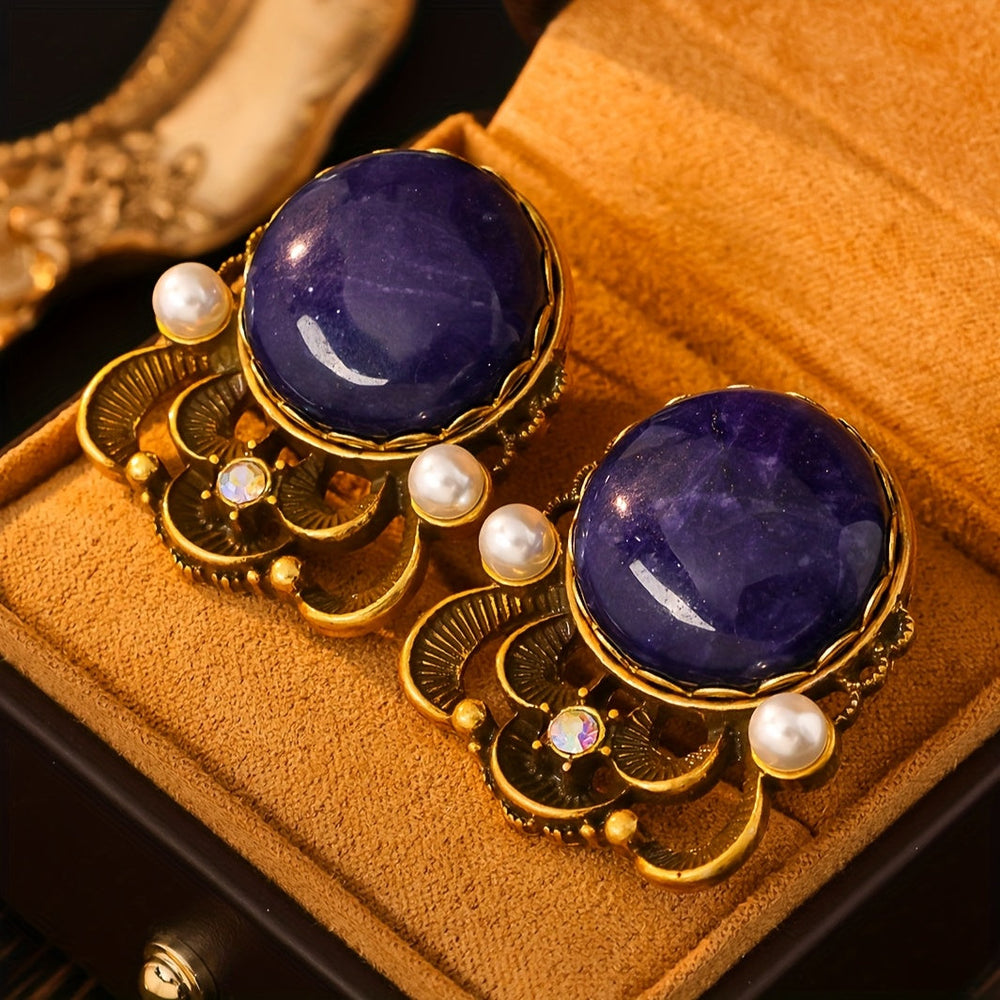 Classic Natural Gemstone Stud Earrings