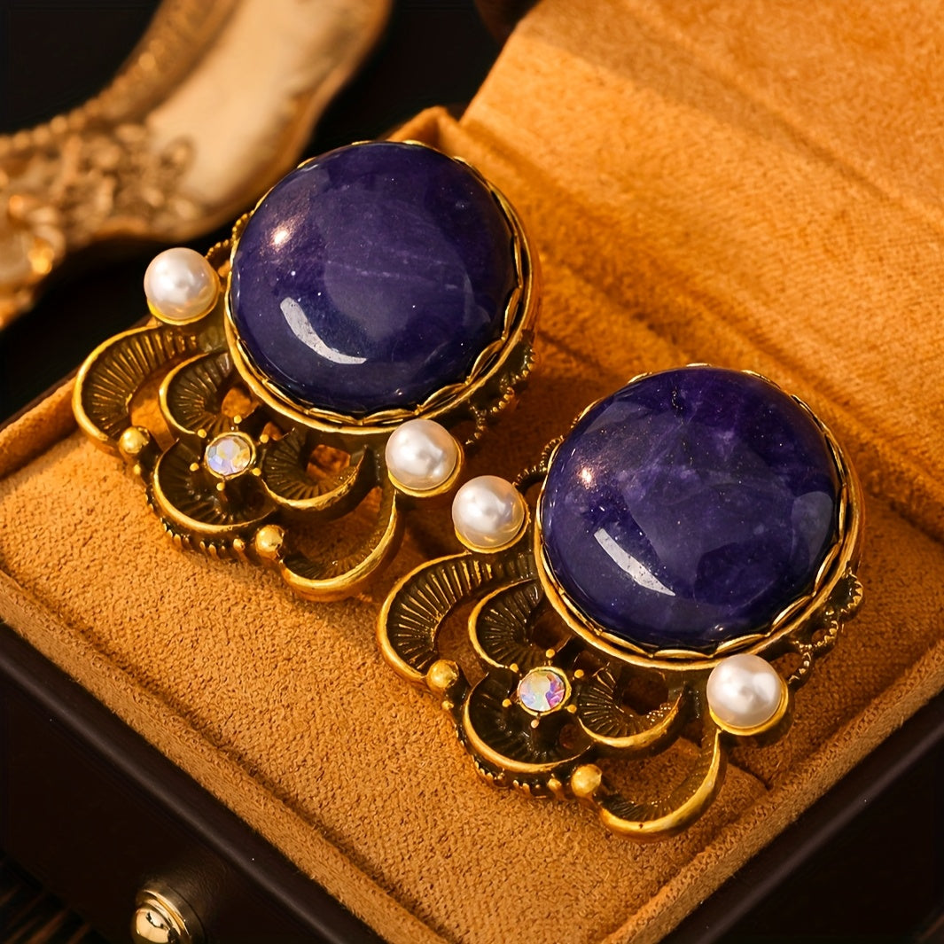 Classic Natural Gemstone Stud Earrings