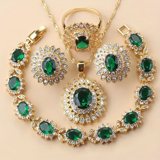 Sunflower Elegance 5pcs Wedding Jewelry Set