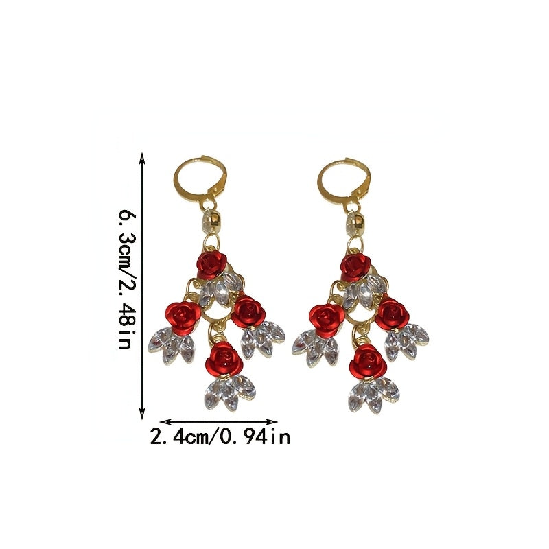 Minimalist  Rose Tassel Drop Earrings