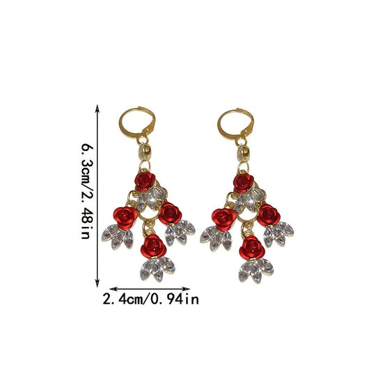 Minimalist  Rose Tassel Drop Earrings