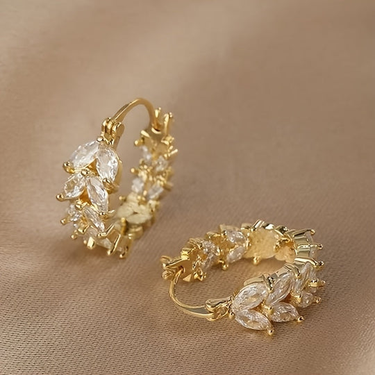 Elegant Rhinestones Wheat Hoop Earrings