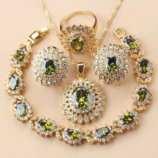 Sunflower Elegance 5pcs Wedding Jewelry Set