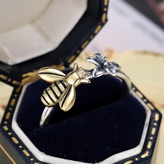 Unique Bee & Flower Ring