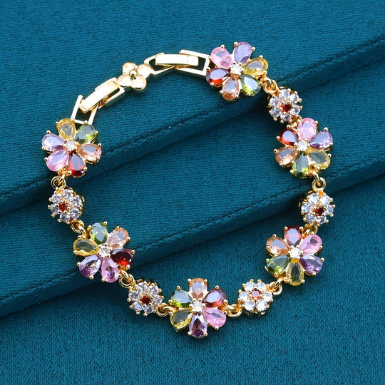 Elegant Classic-Inspired Colorful Zirconia Bracelet